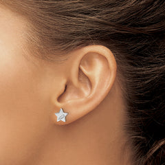 Sterling Silver Rhodium-plated CZ Star Post Earrings