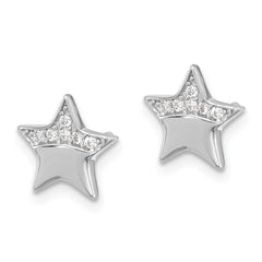 Sterling Silver Rhodium-plated CZ Star Post Earrings