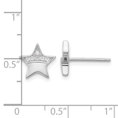 Sterling Silver Rhodium-plated CZ Star Post Earrings