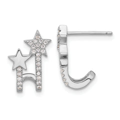 Sterling Silver Rhodium-plated CZ Star Cuff Post Earrings