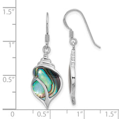 Sterling Silver Rhodium-Plated Polished Abalone Dangle Shell Earrings