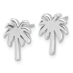 Sterling Silver Rhodium-plated Palm Tree Post Earrings