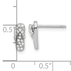 Sterling Silver Rhodium-plated CZ Flip Flop Post Earrings