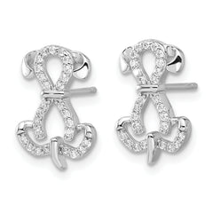 Sterling Silver Rhodium-plated CZ Dog Post Earrings