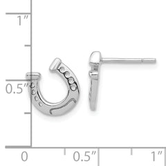 Sterling Silver Rhodium-plated Horseshoe Post Earrings