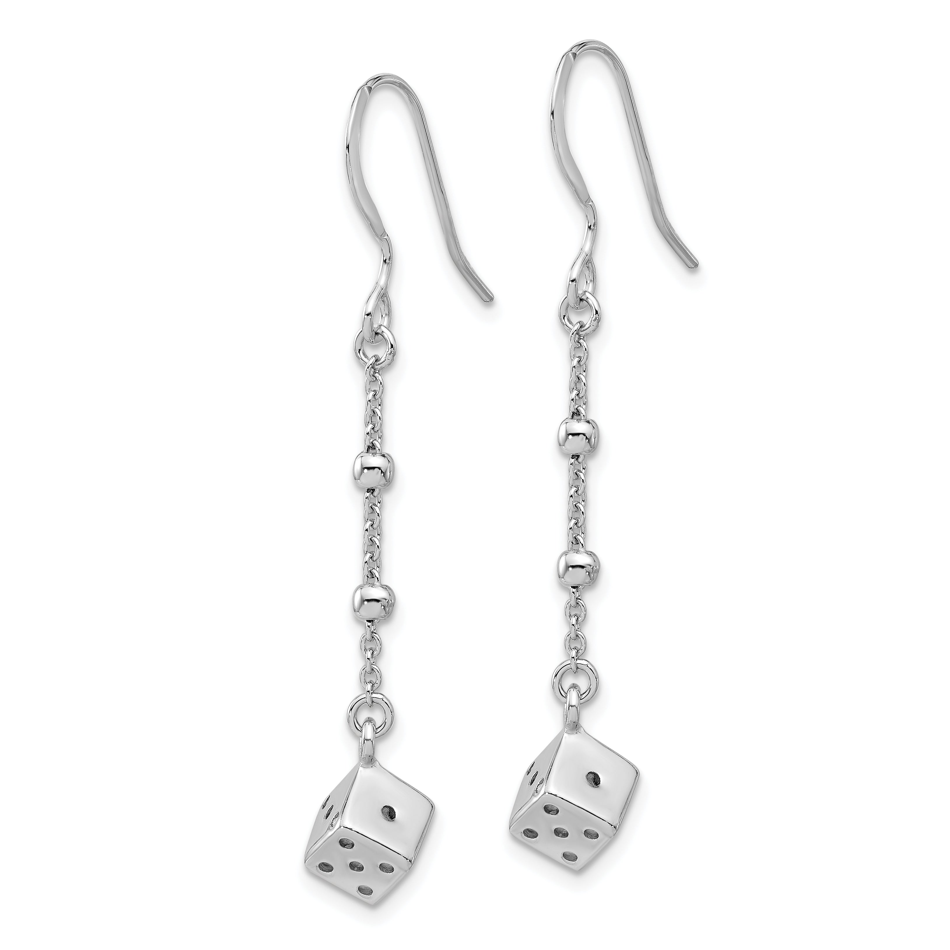 Sterling Silver Rhodium-plated Dice and Beads Dangle Earrings