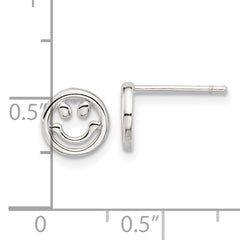 Sterling Silver E-coated Smiley Face Post Earrings