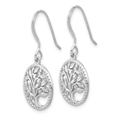 Sterling Silver Rhodium-plated Tree of Life Dangle Earrings