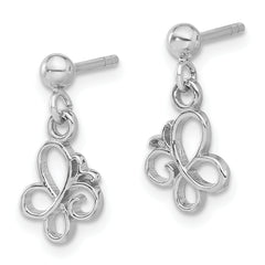 Sterling Silver Rhodium-plated Butterfly Post Dangle Drop Earrings