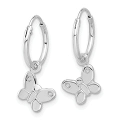 Sterling Silver Rhodium-plated Madi K Butterfly Hoop Earrings