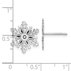 Sterling Silver Rhodium-plated Enamel Snowflake Post Earrings