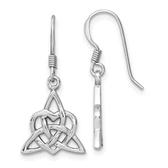 Sterling Silver Rh-Plated Polished Triangle Heart Celtic Design Earrings