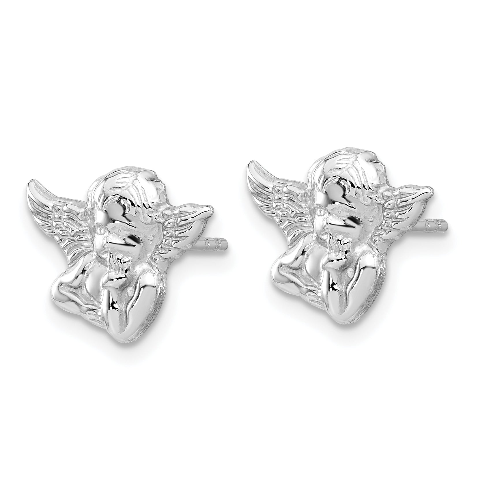 Sterling Silver Polished & Textured Cherub Post Earrings