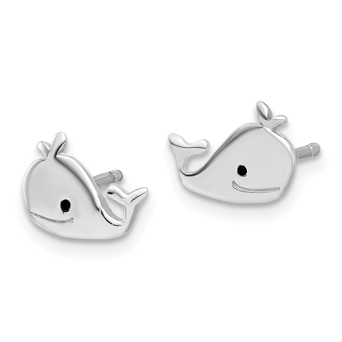 Sterling Silver Madi K Polished & Enameled Whale Children's Post Earrings