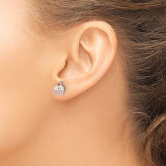 Sterling Silver Rhodium-plated Polished Multi-color Enamel Cupcake Children's Post Earrings