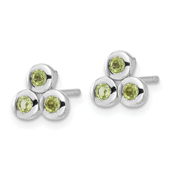 Sterling Silver Rhodium-plated Peridot Post Earrings