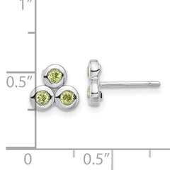 Sterling Silver Rhodium-plated Peridot Post Earrings