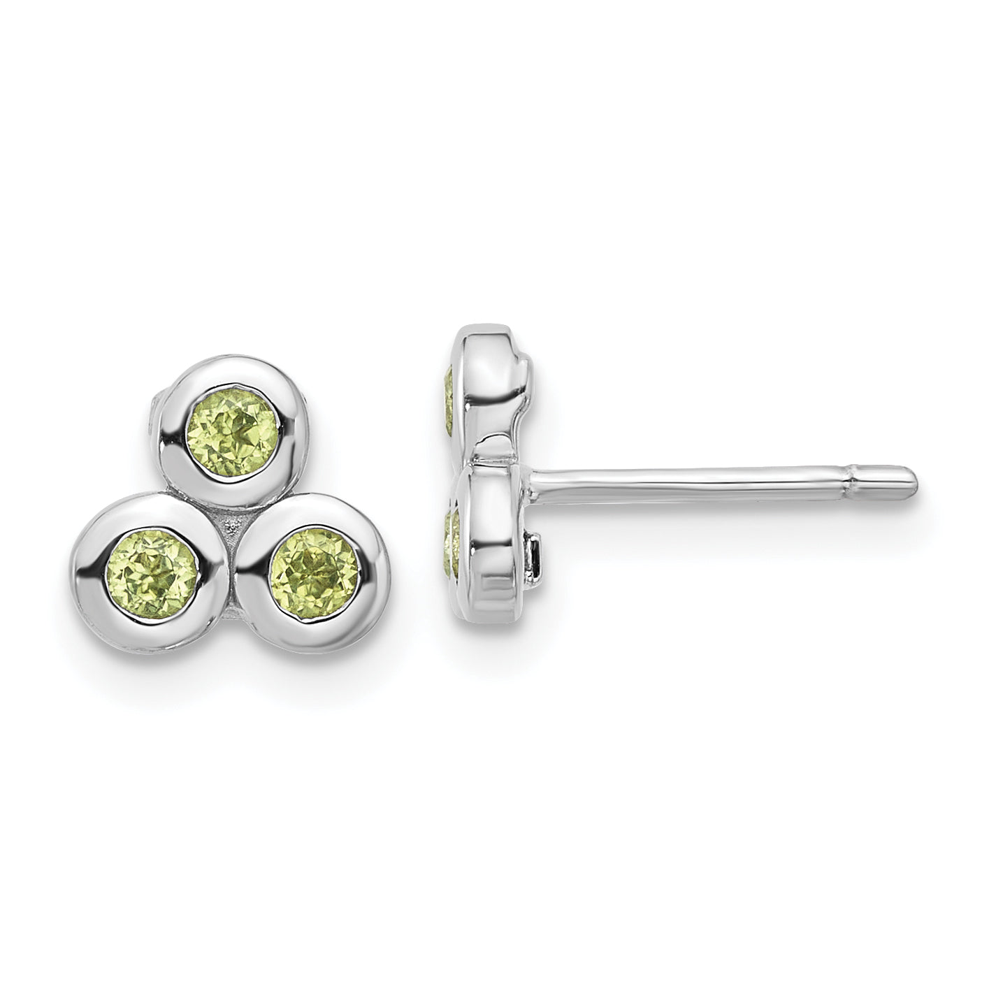 Sterling Silver Rhodium-plated Peridot Post Earrings