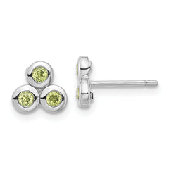 Sterling Silver Rhodium-plated Peridot Post Earrings