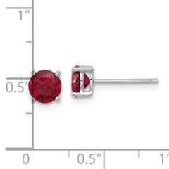 Sterling Silver Rhodium-plated 6mm Lab Created Ruby Stud Earrings