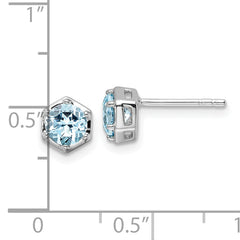 Sterling Silver Rhodium-plated Polished Sky Blue Topaz Post Earrings