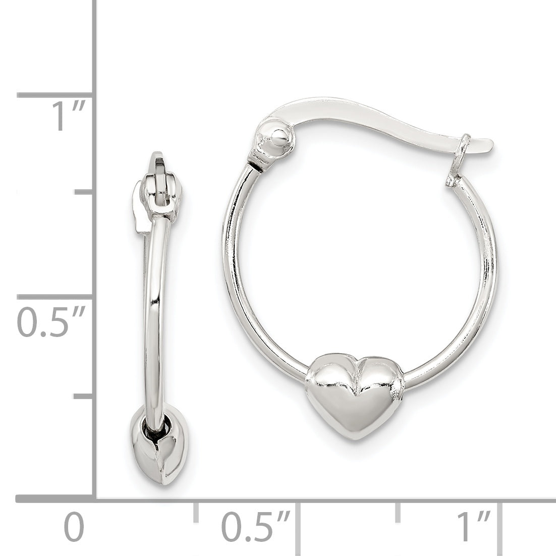 Sterling Silver Heart Hoop Earrings