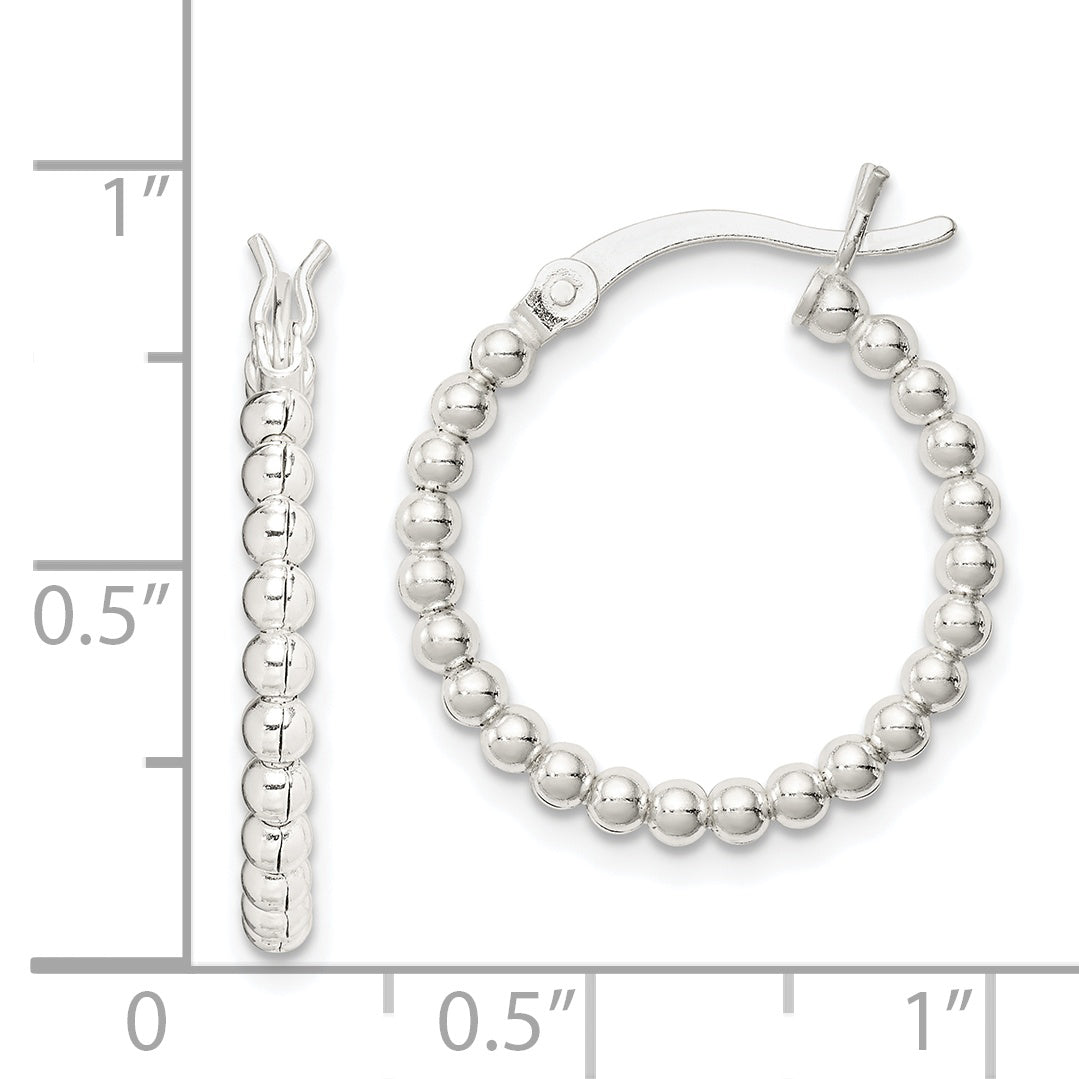 Sterling Silver Polished Beaded 2mm Hoop Earrings