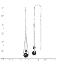 Sterling Silver Polished Black Crystal Threader Earrings