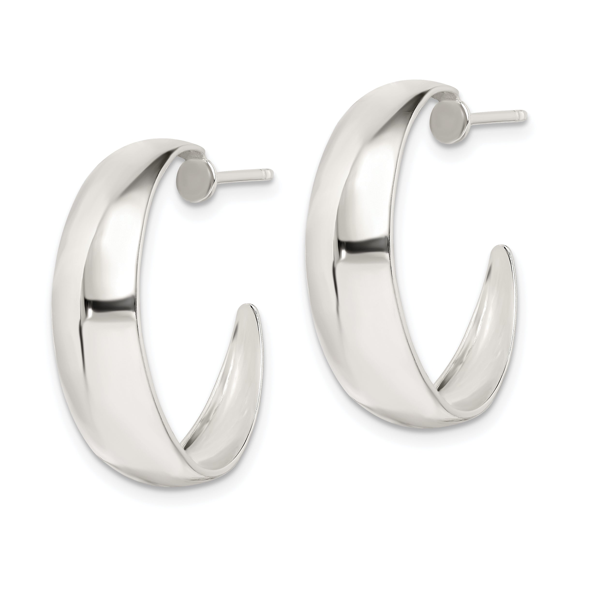 Sterling Silver Fancy J-Hoop Post Earrings