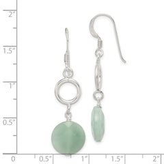 Sterling Silver Polished Amazonite Circle Dangle Earrings