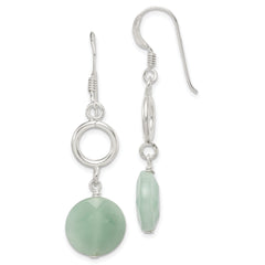 Sterling Silver Polished Amazonite Circle Dangle Earrings