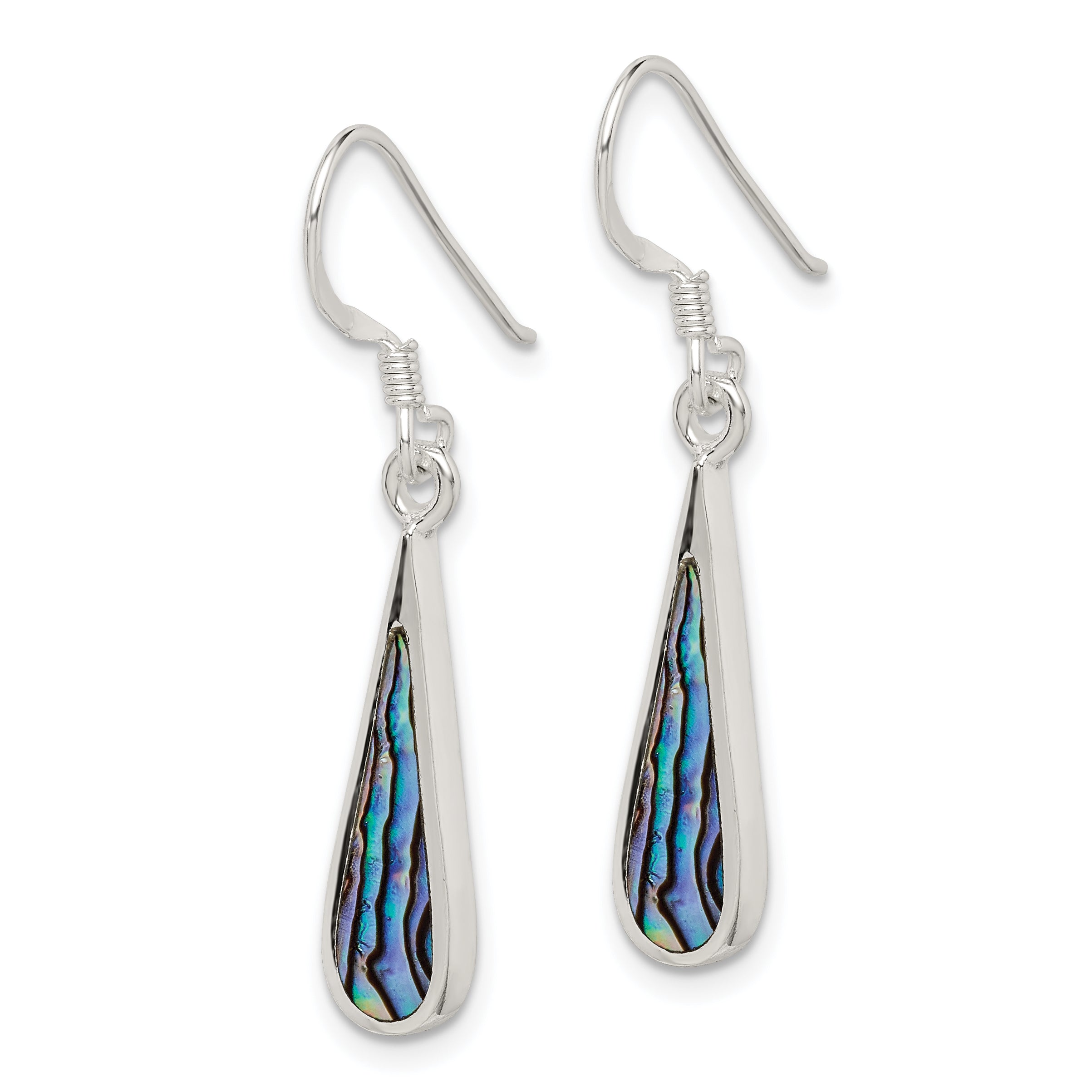 Sterling Silver Polished Abalone Teardrop Dangle Earrings