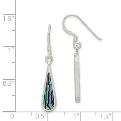 Sterling Silver Polished Abalone Teardrop Dangle Earrings