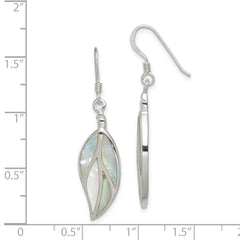 Sterling Silver Polished Mother of Pearl Leaf Dangle Earrings