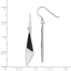 Sterling Silver Polished Onyx & Mother of Pearl Dangle Earrings