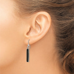 Sterling Silver Polished Onyx Bar Dangle Earrings