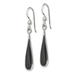 Sterling Silver Polished Onyx Teardrop Dangle Earrings