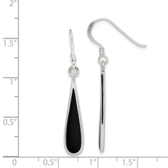 Sterling Silver Polished Onyx Teardrop Dangle Earrings