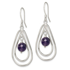 Sterling Silver Polished Amethyst Teardrop Dangle Earrings