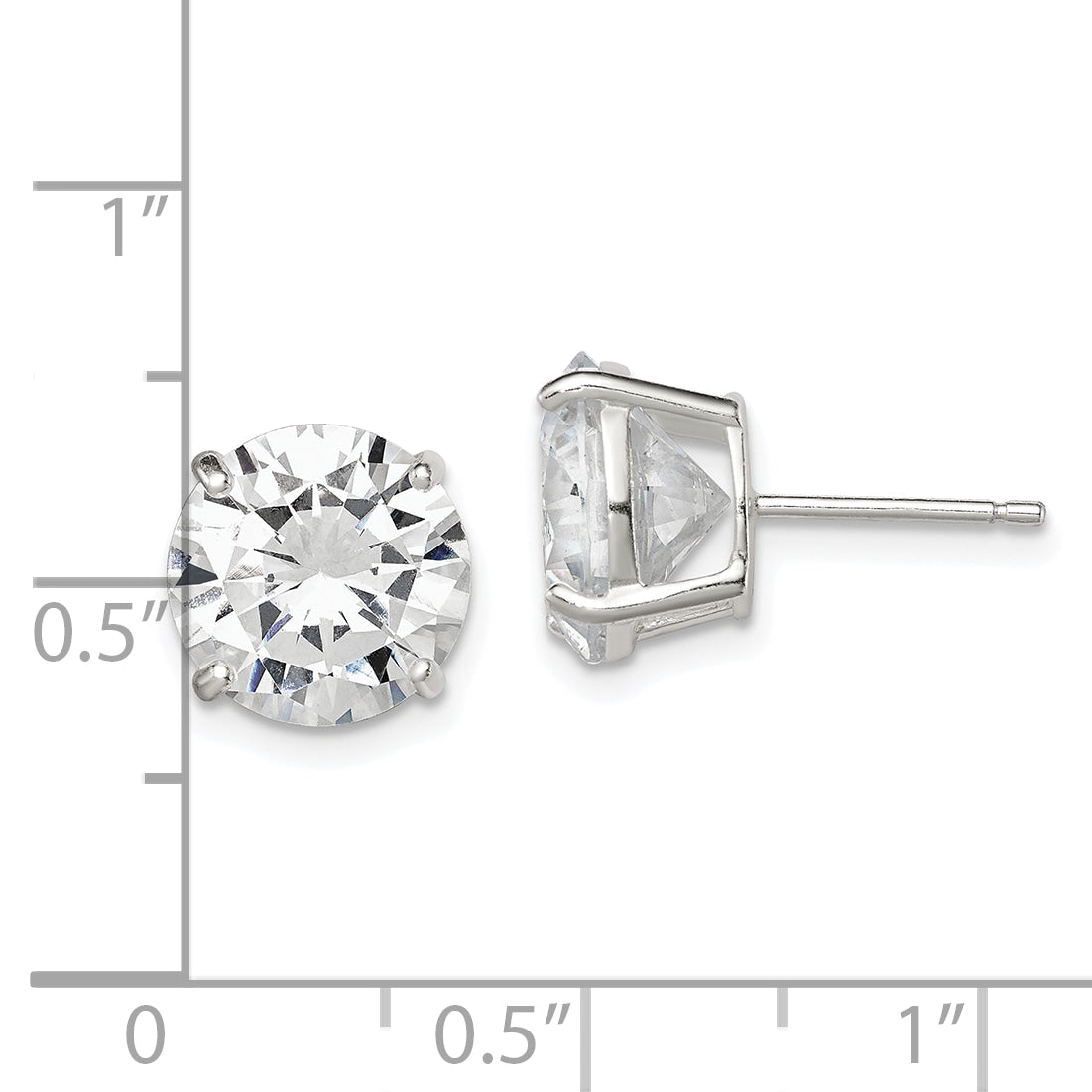 Sterling Silver 10mm Round Basket Set CZ Stud Earrings