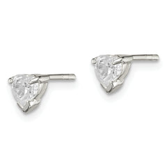 Sterling Silver 4mm Heart Basket Set CZ Stud Earrings