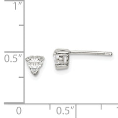 Sterling Silver 4mm Heart Basket Set CZ Stud Earrings