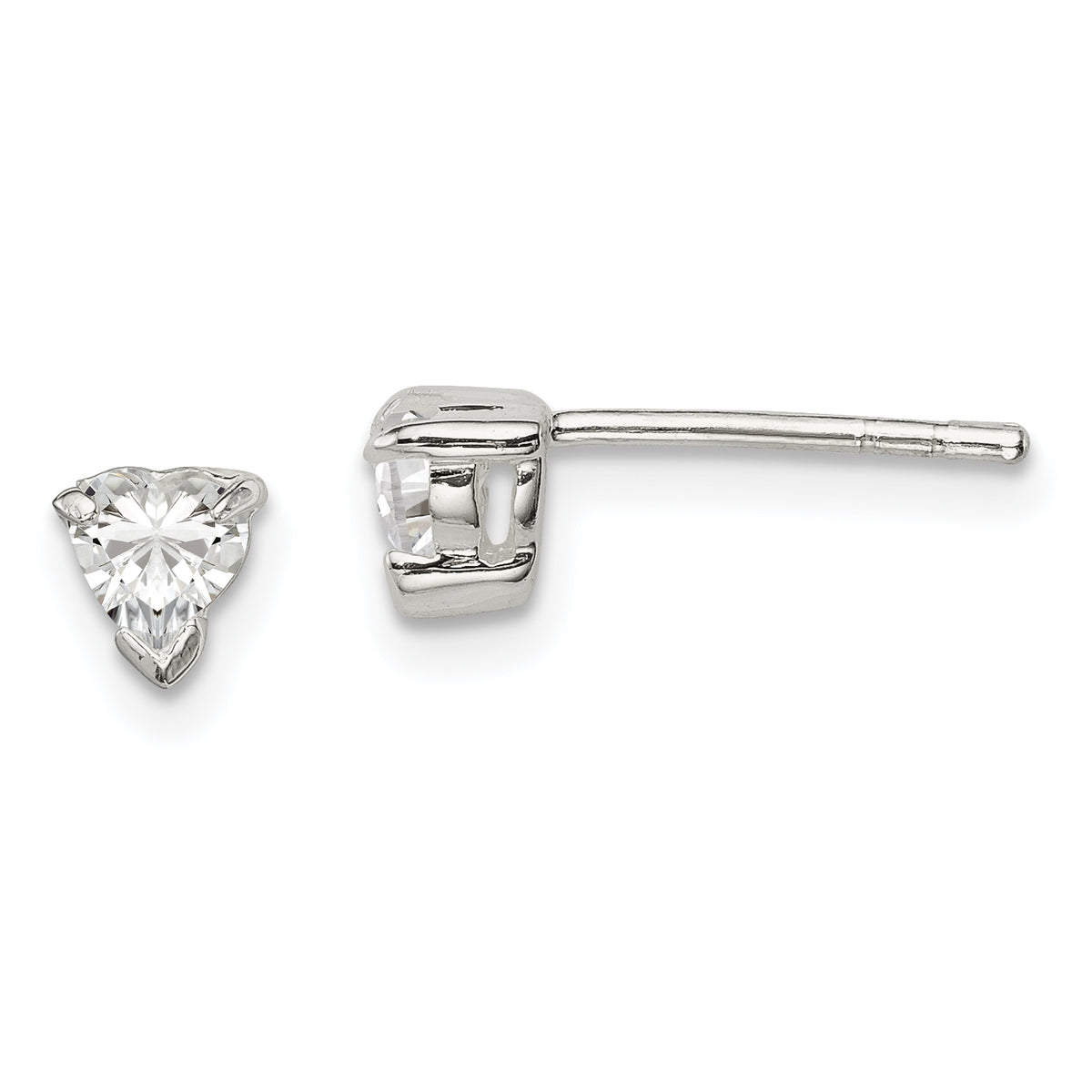 Sterling Silver 4mm Heart Basket Set CZ Stud Earrings