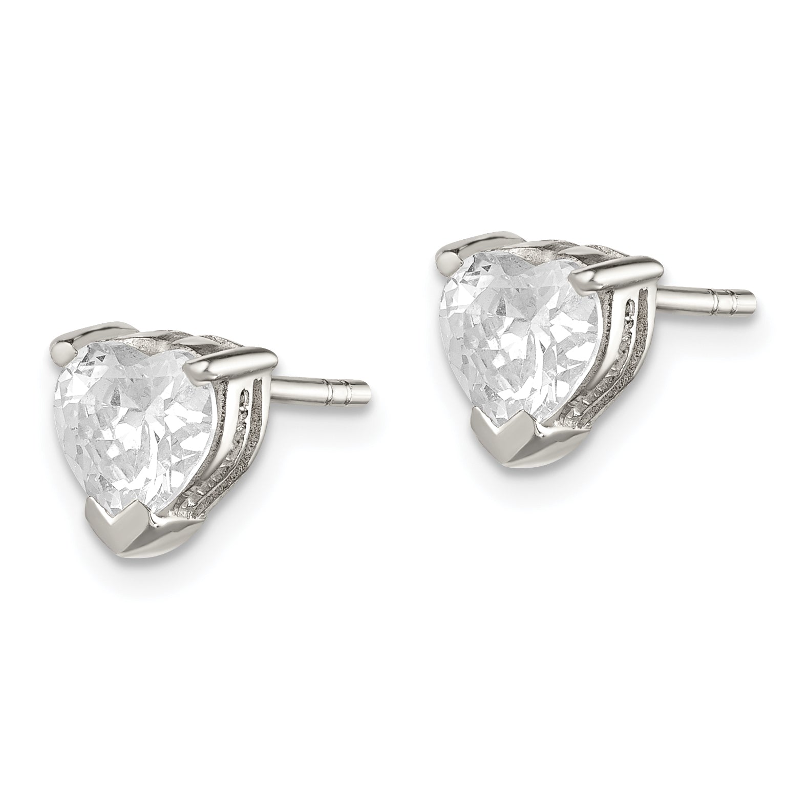 Sterling Silver 6mm Heart Basket Set CZ Stud Earrings