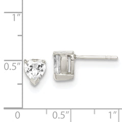 Sterling Silver 6mm Heart Basket Set CZ Stud Earrings