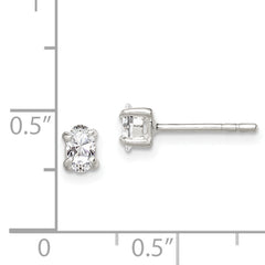 Sterling Silver 3x5mm Oval Basket Set CZ Stud Earrings