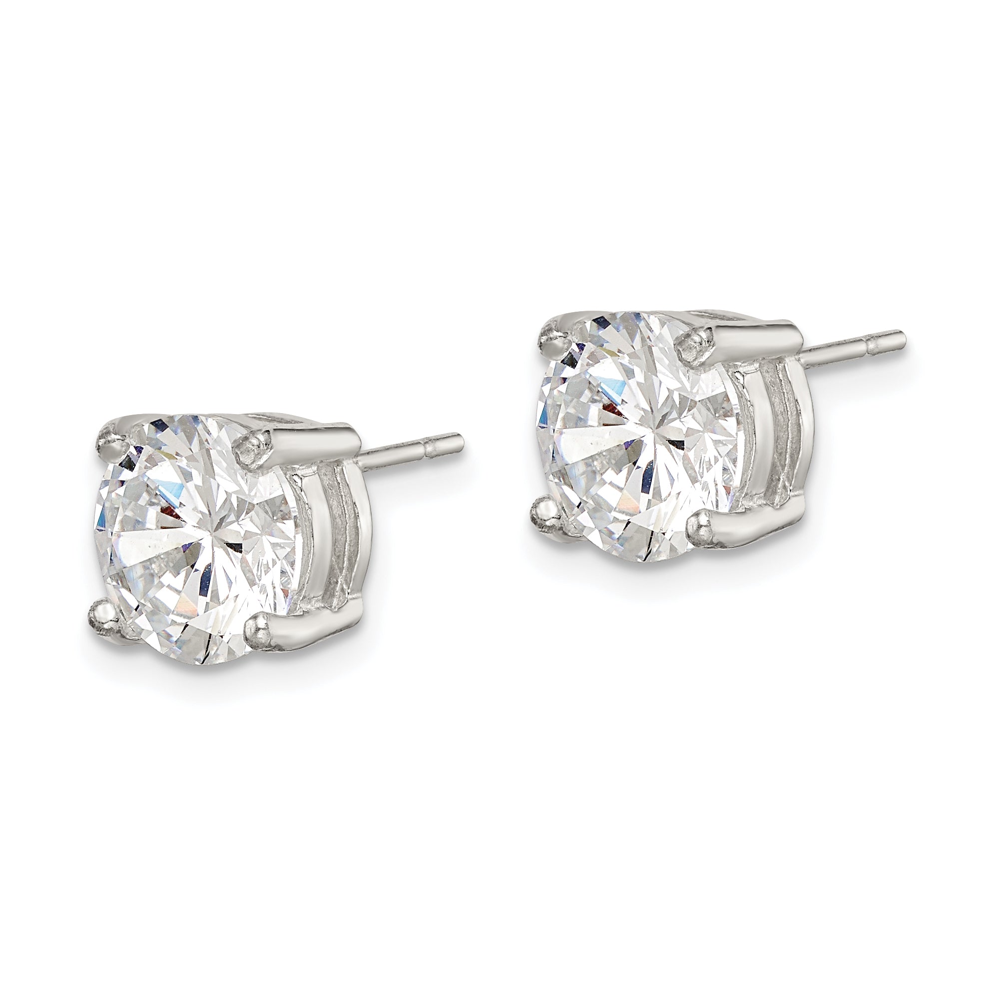 Sterling Silver Polished 8mm Round CZ Stud Earrings