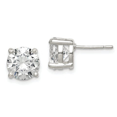 Sterling Silver Polished 8mm Round CZ Stud Earrings