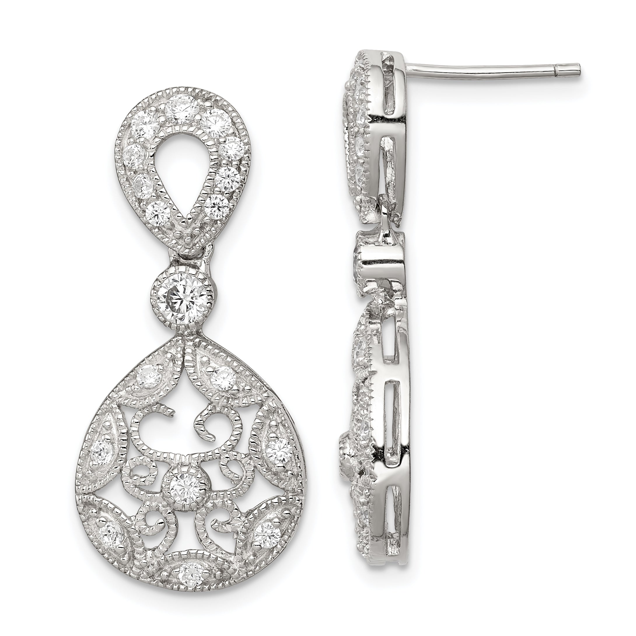 Sterling Silver CZ Antique Style Earrings