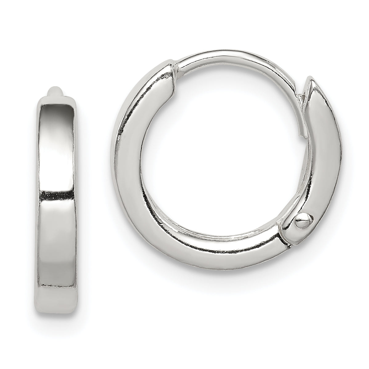 Sterling Silver Round Hinged Hoop Earrings